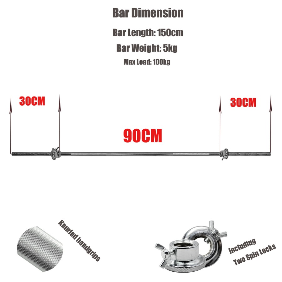 15kg - 150cm Barbell Bar Weight Set - Double Handle Weight Plate - Weight Sets