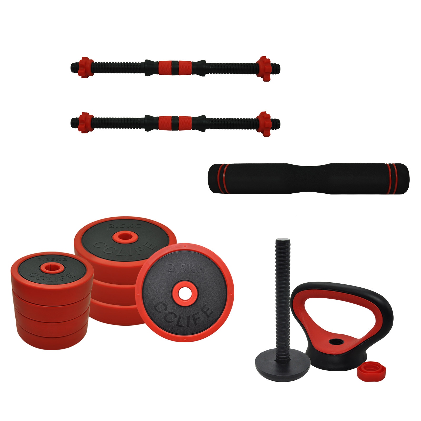15kg Cast Iron All-in-One Multi-function Barbell Dumbbell Kettlebell Weight Set Australia