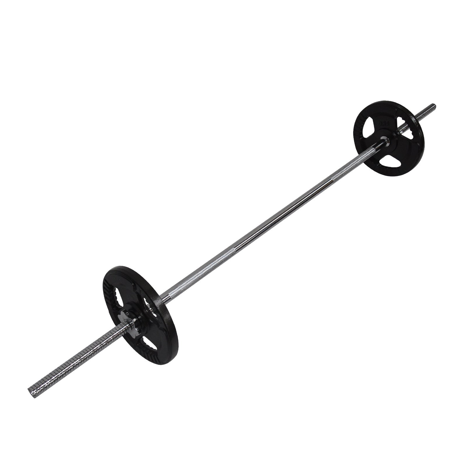 15kg Ez Grip Cast Iron Barbell Weight Set - 150cm Bar + 10kg Iron Weight Plates