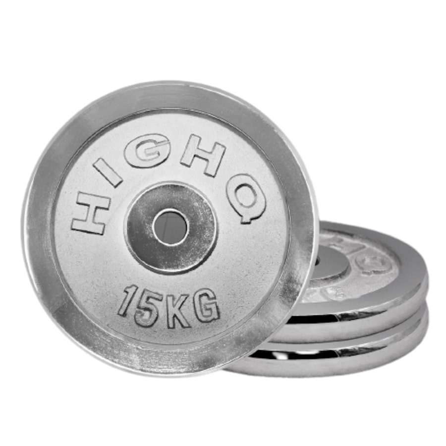 15kg x 2 Silver Cast Iron Weight Plate - 29.5mm Hole Weight Plates Home Gym