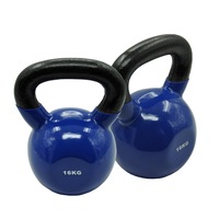 16Kg x 2 Iron Vinyl Kettlebell Weight - Gym Use Russian Style Cross Fit Strength