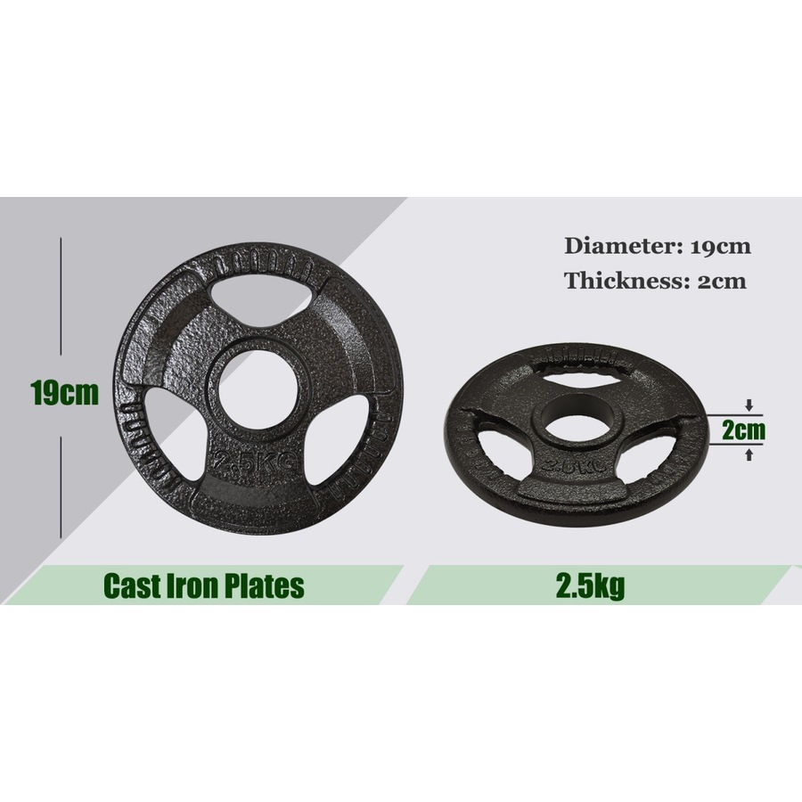 2.5kg x 4 Olympic Ez Grip Cast Iron Hammertone Weight Plate Weight Set Home Gym