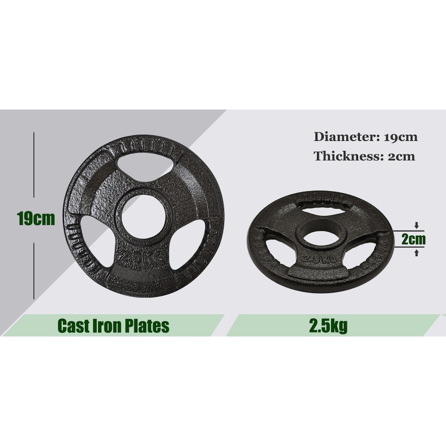 2.5kg x 4 Olympic Ez Grip Cast Iron Hammertone Weight Plate Weight Set Home Gym