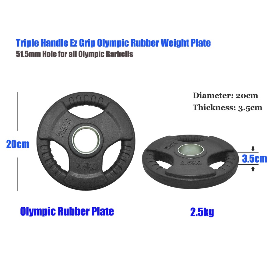 2.5kg X 4 Rubber Coated Cast Iron Olympic Weight Plate - Commercial Grade