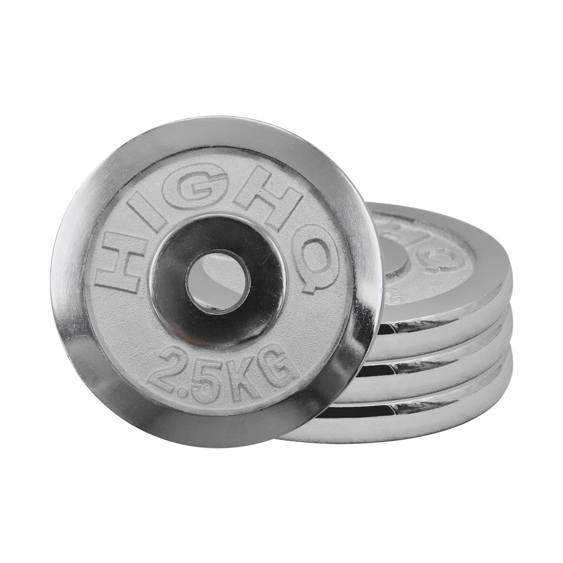 2.5kg x 4 Chrome Cast Iron Weight Plate 29.5mm Hole Plates Home
