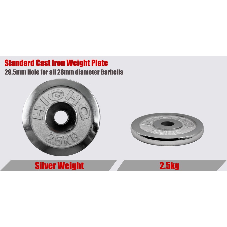 2.5kg x 4 Chrome Cast Iron Weight Plate - 29.5mm Hole Weight Plates Home Gym