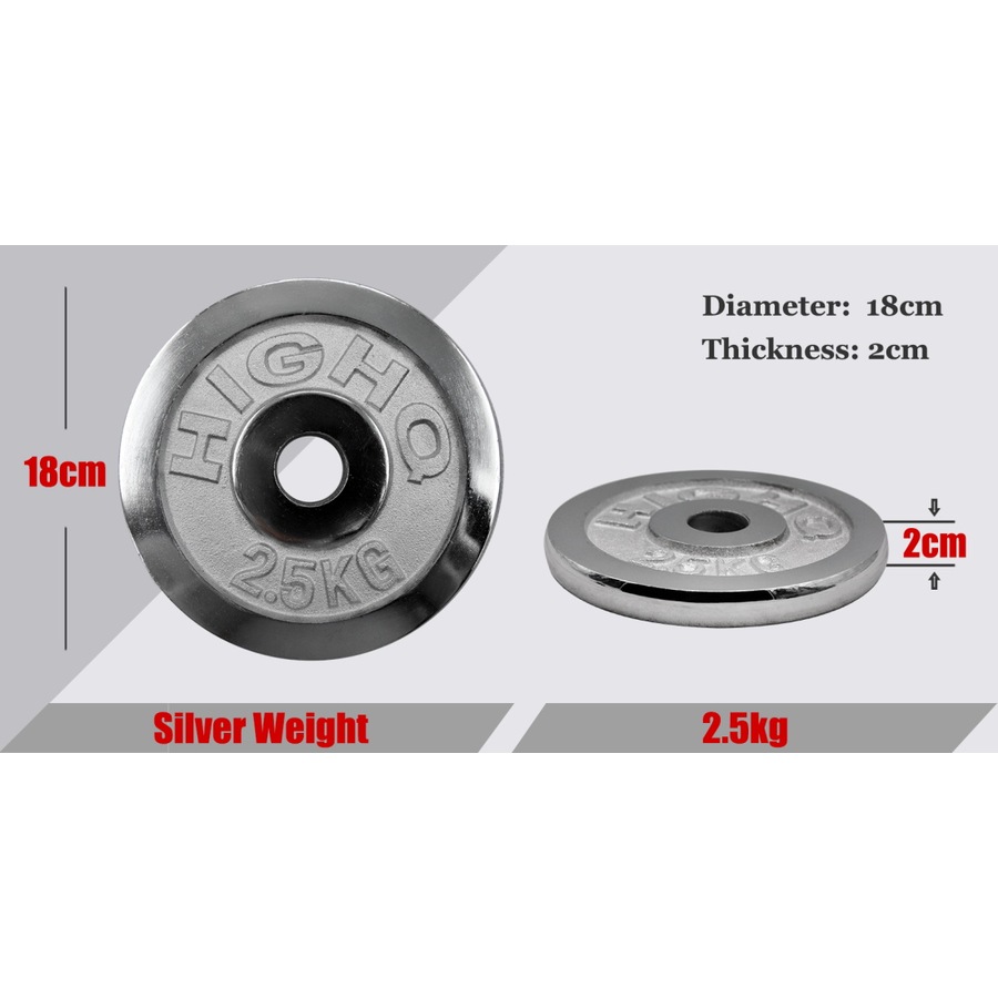 2.5kg x 4 Chrome Cast Iron Weight Plate - 29.5mm Hole Weight Plates Home Gym