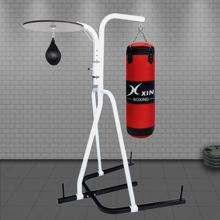 Buy 2 Way Boxing Bag Stand Rack with 20kg Fully Staffed Punching Bag ...