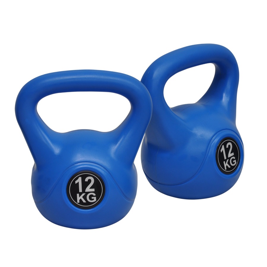 2 x 12kg Kettlebell - Home Gym Kettlebell Weight Fitness Exercise - Blue
