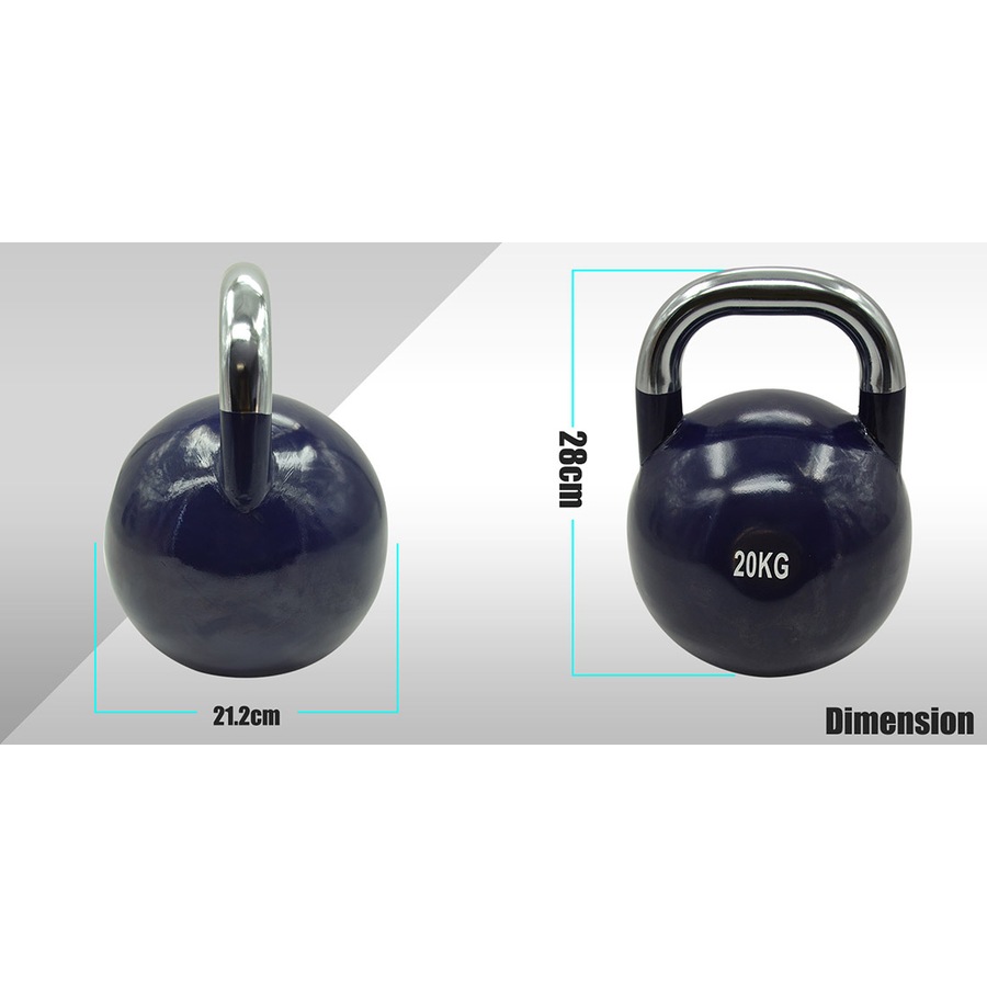 2 x 20kg - Steel Pro Grade Competition Kettlebell Weight - Home Gym Strenth