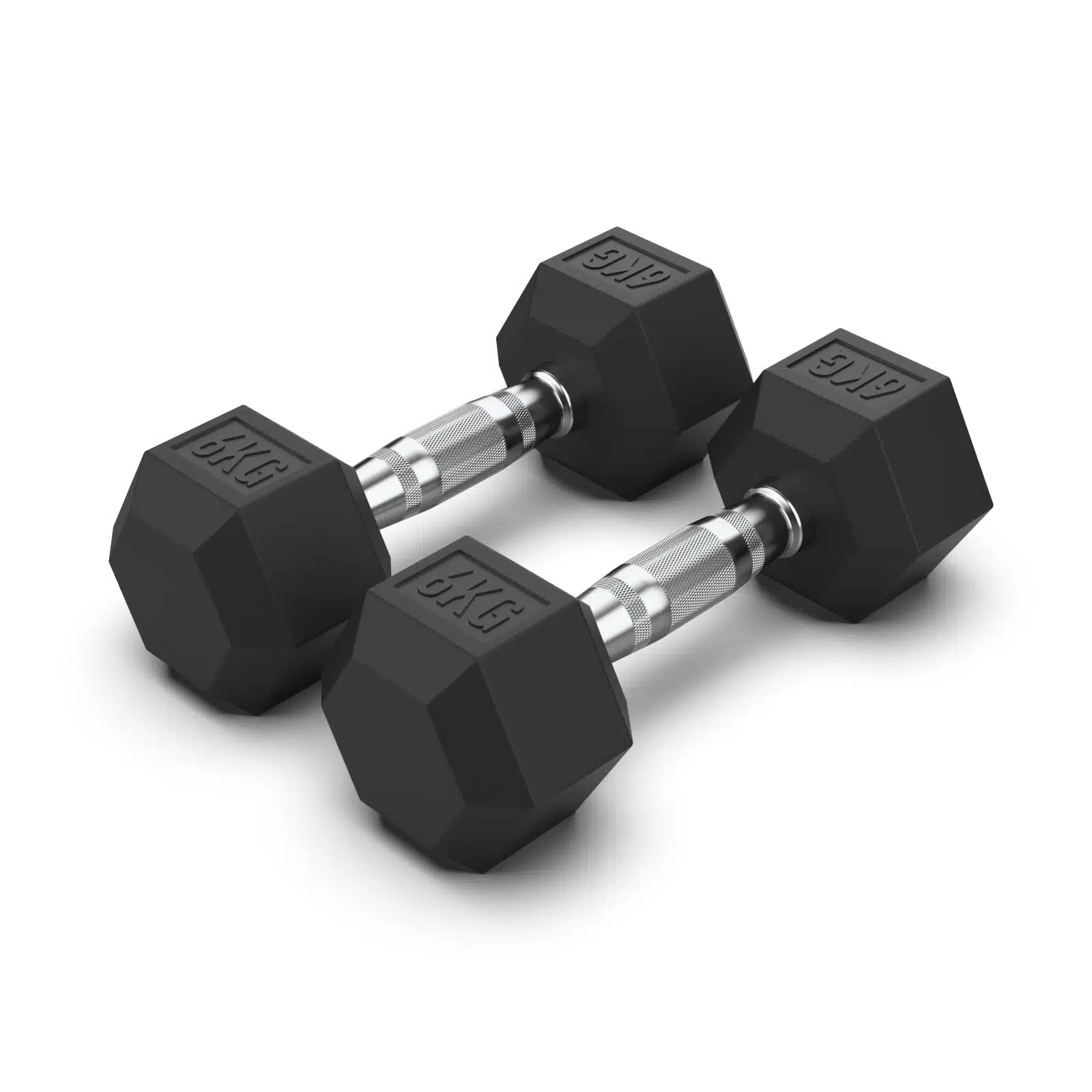 2 x 6kg Hex Rubber Coat Iron Dumbell Home Gym Strength Weight Commercial