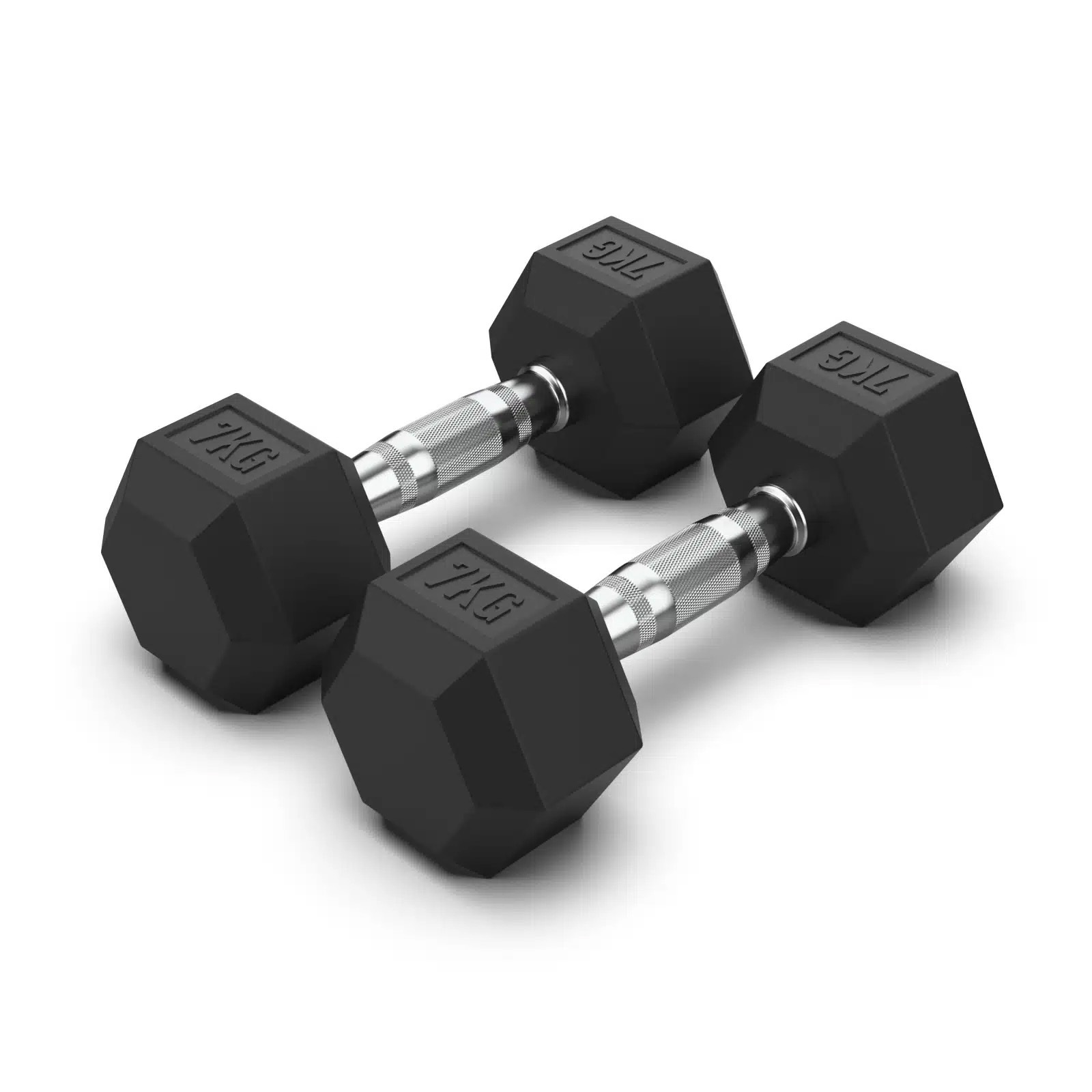 2 x 7kg Hex Rubber Coat Iron Dumbell Home Gym Strength Weight Commercial