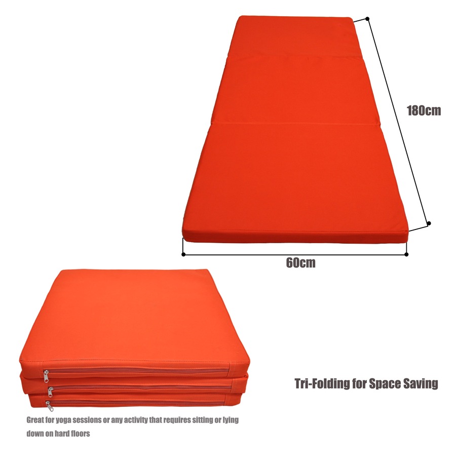 2 x Folding Yoga Orange Mat - Gymnastics Floor Exercise Gym Mat - 180cm*60cm*5cm
