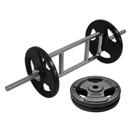 21kg Tricep Barbell Weight Set - 15kg Ez Triple HandIe Irom Cast Weight Plates