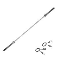 220cm 7 FT Chrome Olympic Barbell Bar 7 Foot Bar Weight & 2 Free Spring Collars