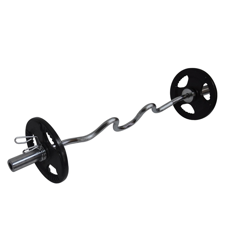 22kg Olympic Barbell Weight Set - 120cm Super Curl Bar + 15kg Weight Plates Home Gym