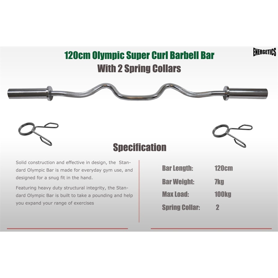 22kg Olympic Barbell Weight Set - 120cm Super Curl Bar + 15kg Weight Plates Home Gym
