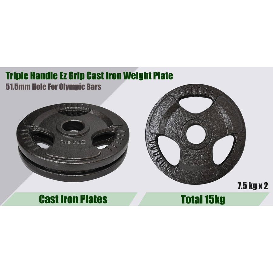 22kg Olympic Barbell Weight Set - 120cm Super Curl Bar + 15kg Weight Plates Home Gym