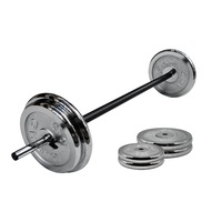 52kg Silver Weight Set - 10kgx2 + 15kgx2 + 140cm Hollow Bar - Commercial Grade