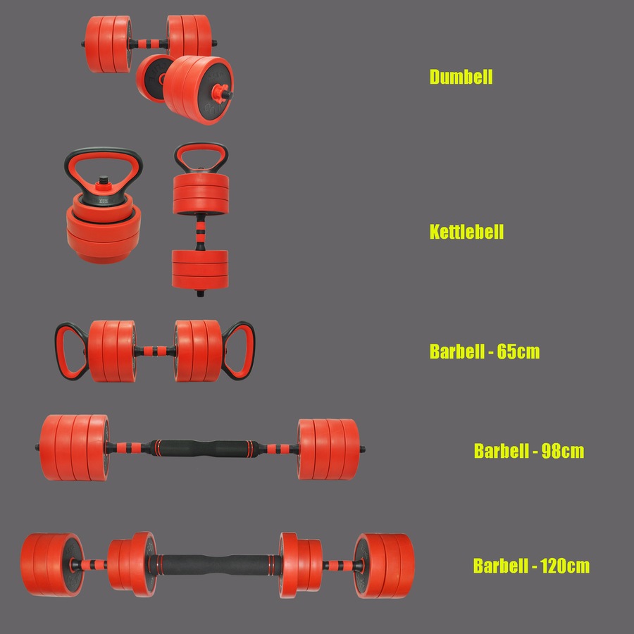 25kg Cast Iron All-in-One Multi-function Barbell Dumbbell Kettlebell Weight Set
