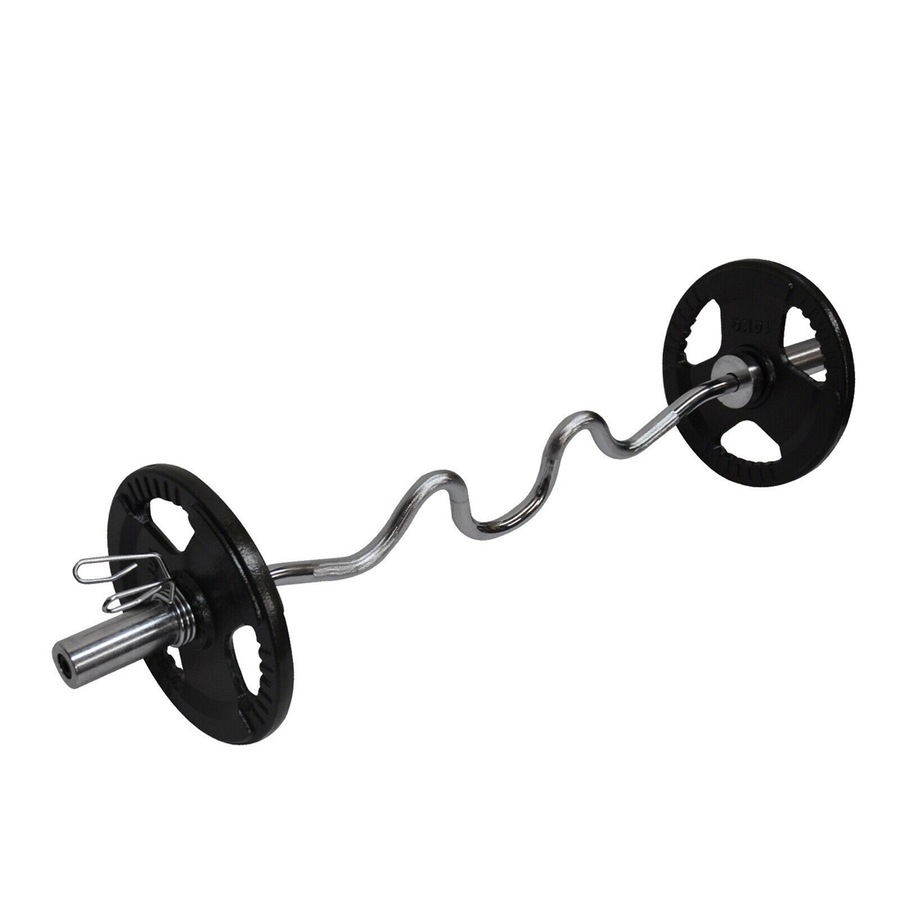 27kg Olympic Barbell Weight Set - 120cm Super Curl Bar + 20kg Weight Plates Home Gym