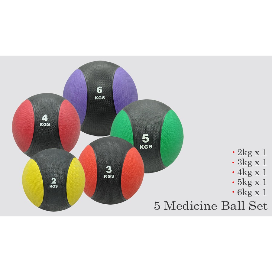 2kg+3kg+4kg+5kg+6kg Commercial Rubber Medicine Ball Set / Fitness Exercise Ball