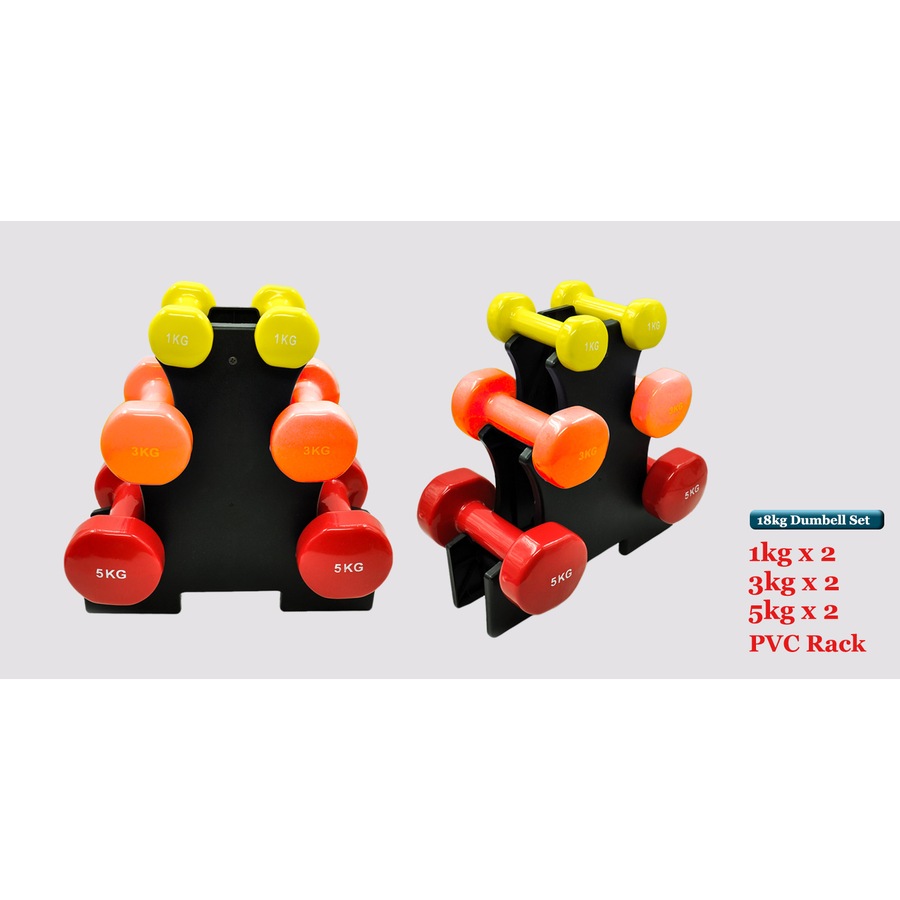 Buy 3 Pairs PVC Dumbbell Set - 1kg + 3kg + 5kg With Free Rack - Total ...
