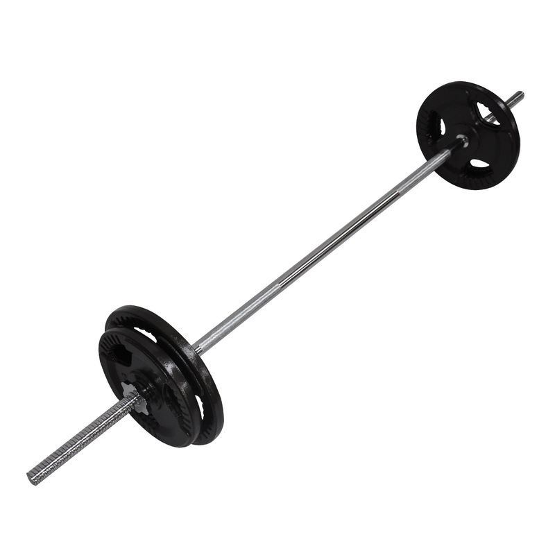 Buy 30kg Ez Grip Cast Iron Barbell Weight Set - 150cm Bar + 25kg Iron ...