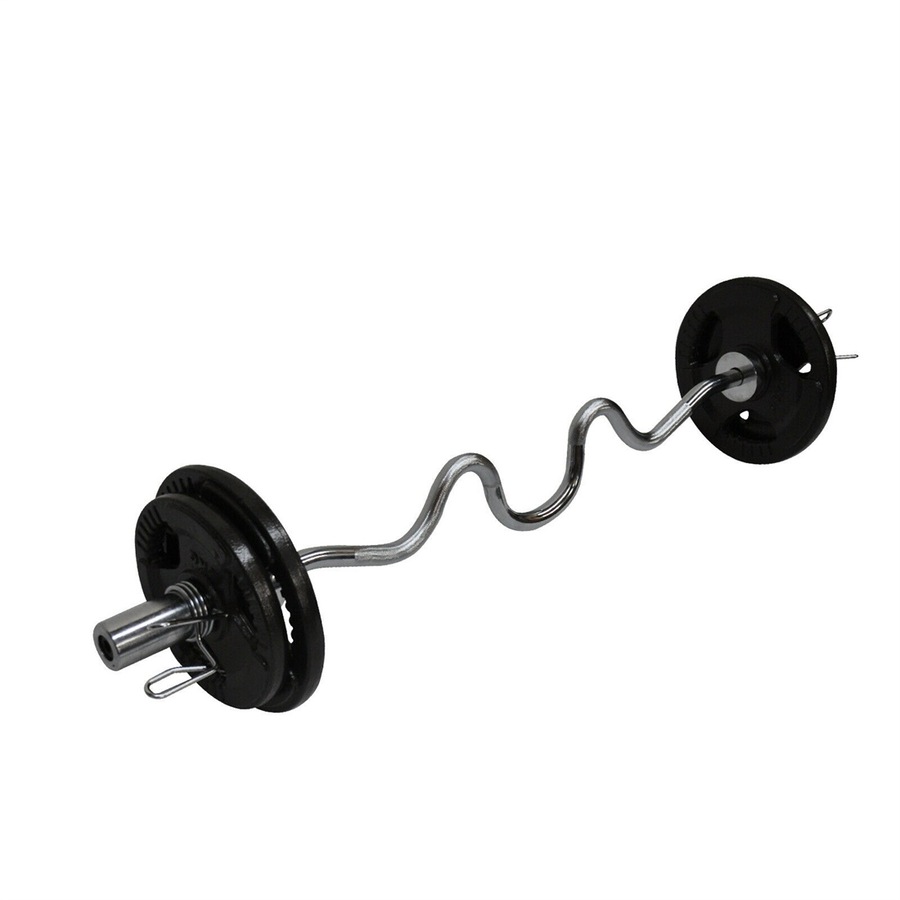 32kg Olympic Barbell Weight Set - 120cm Super Curl Bar + 25kg Weight Plates Home Gym