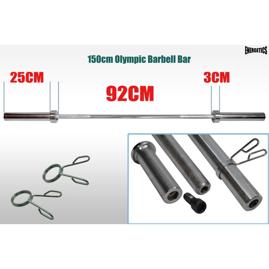 34KG Weight Set 150cm Olympic Barbell Bar 25KG Weight Plate FREE Spring Collar