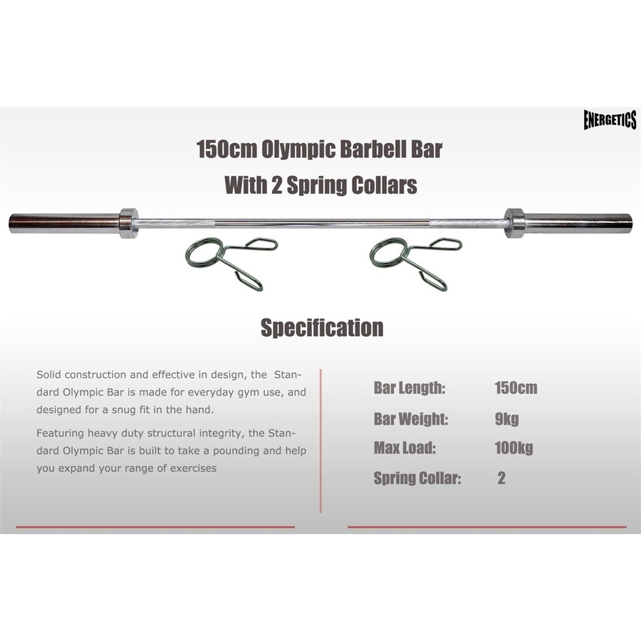 34KG Weight Set 150cm Olympic Barbell Bar 25KG Weight Plate FREE Spring Collar
