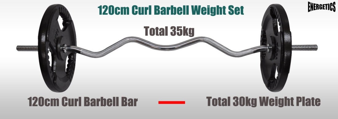 Buy 35kg Ez Grip Curl Barbell Weight Set 120cm Curl Bar 30kg