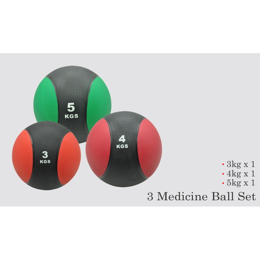3kg + 4kg + 5kg Commercial Rubber Medicine Ball Set / Gym Fitness Exercise Ball