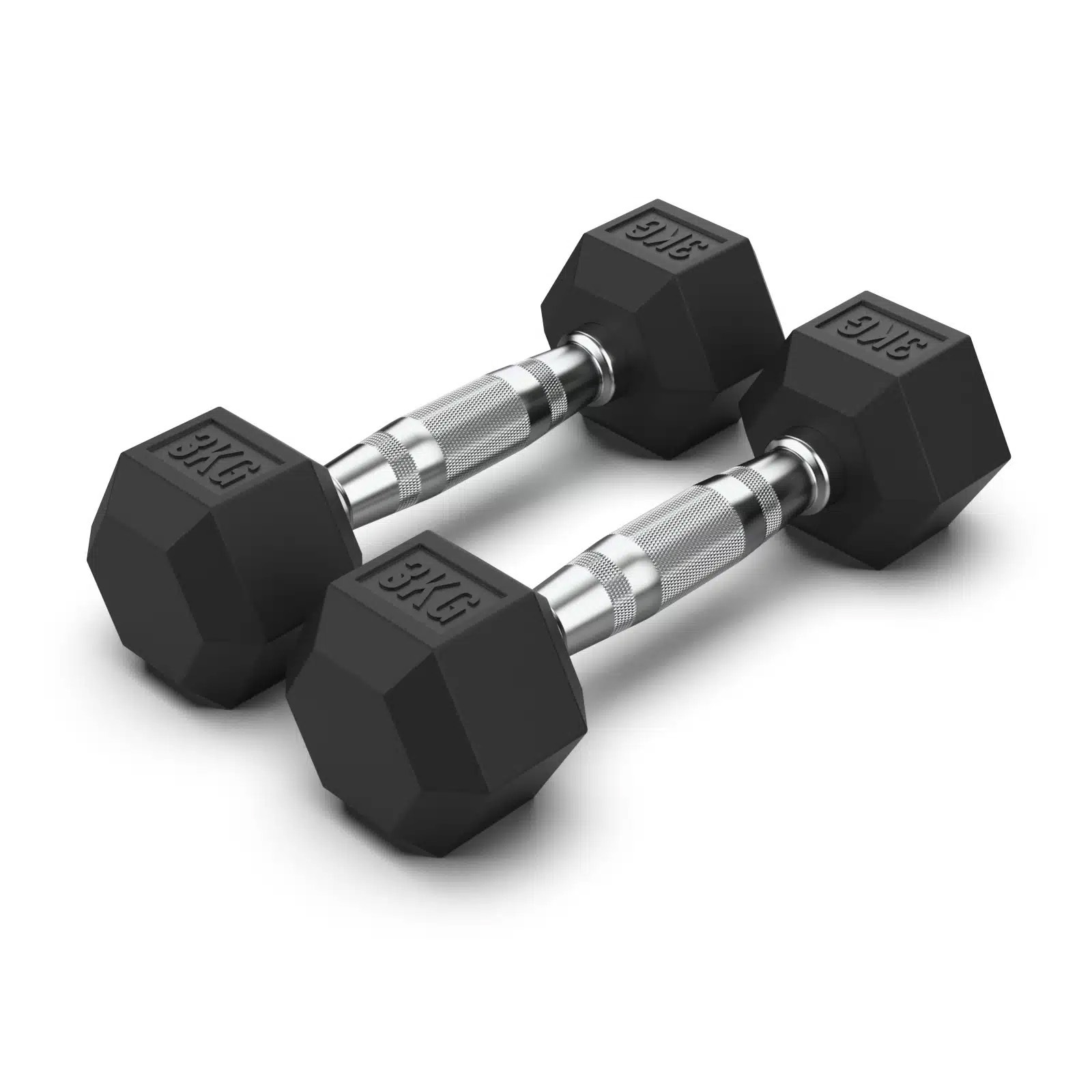 3kg x 2 Hex Rubber Coat Iron Dumbell Home Gym Strength Weight Commercial