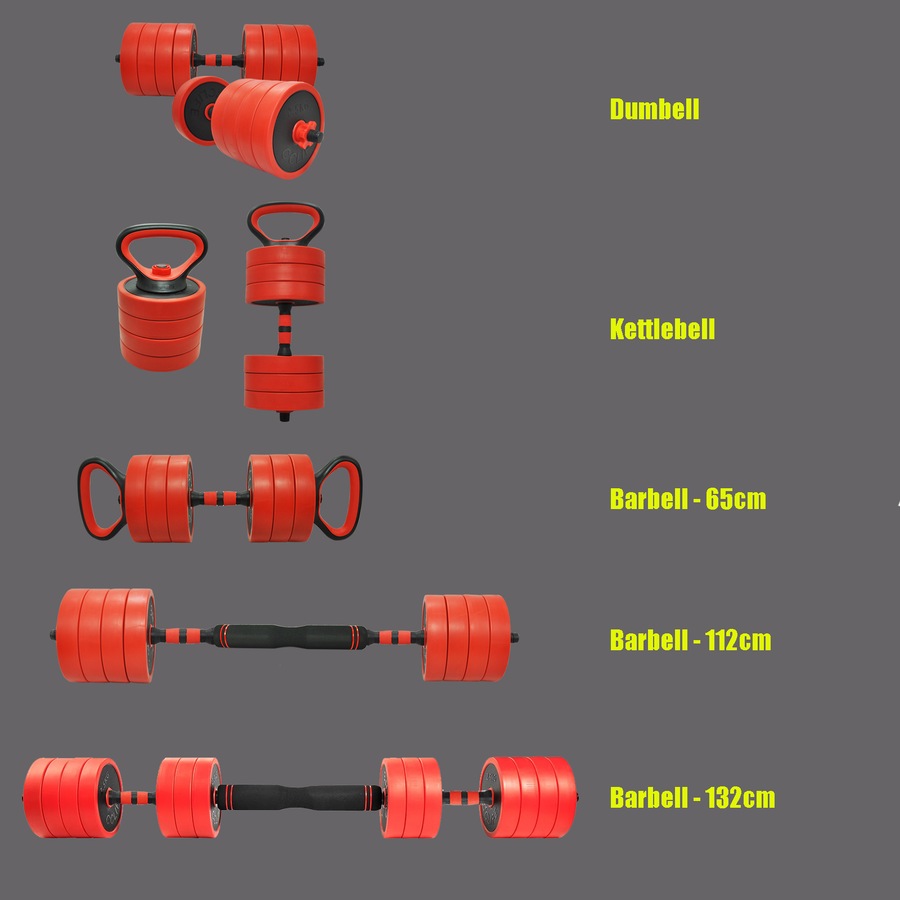 40kg Cast Iron All-in-One Multi-function Barbell Dumbbell Kettlebell Weight Set