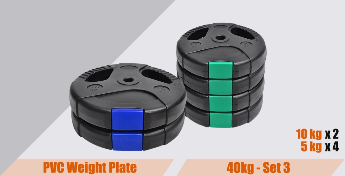 Buy 40kg Weight Plate Set Dual Grip Ez Handle PVC Coated Home