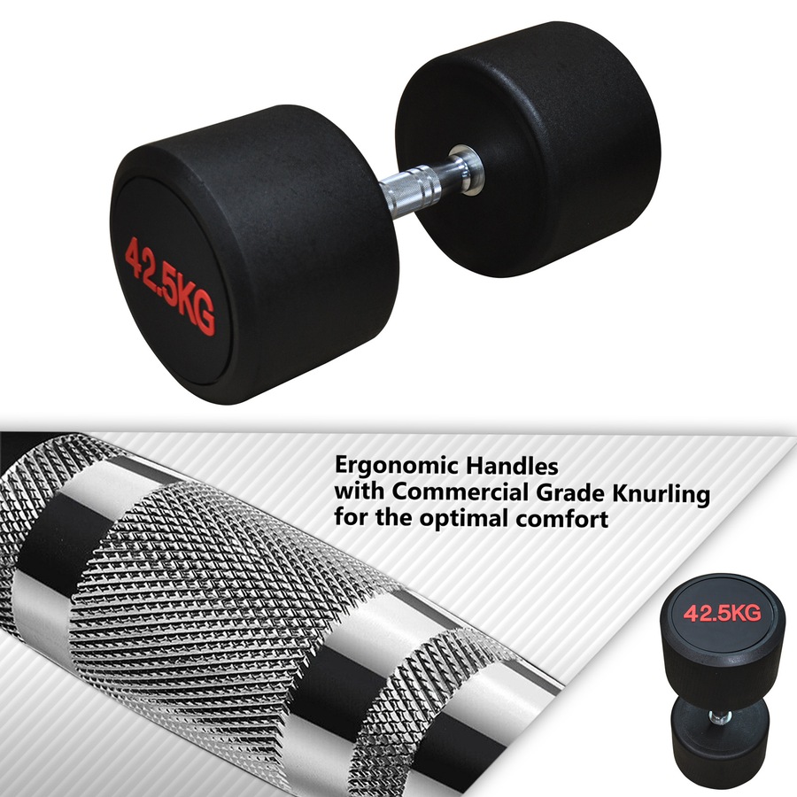 42.5kg x 2 Commercial Grade Rubber Coated Dumbbell Hand Weight Total 85kg
