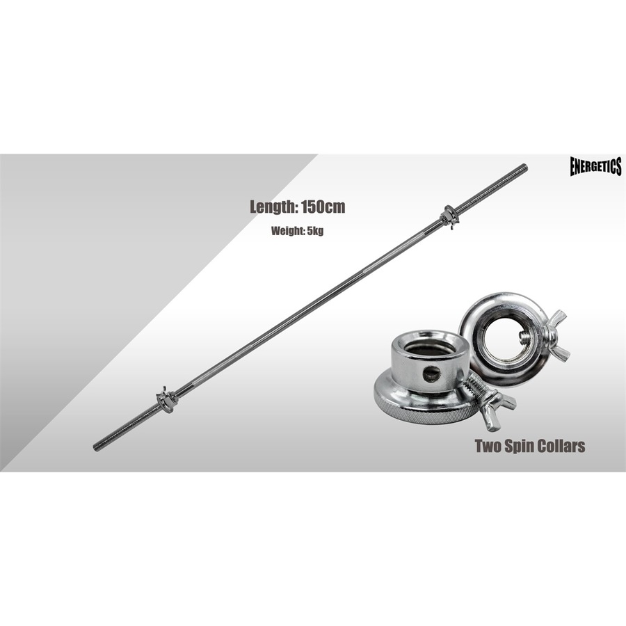 44kg Rubber Coated Weight Plate Set - 40cm Dumbell & 150cm Barbell Bar