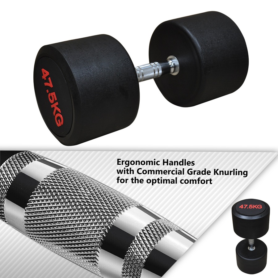 47.5kg x 2 Commercial Grade Rubber Coated Dumbbell Hand Weight Total 95kg