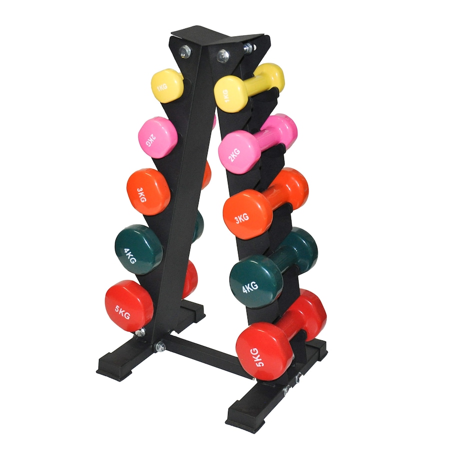 5 Pairs Pvc Dumbbell Set Weight - 1-2-3-4-5kg - Total 30kg Plus A Rack
