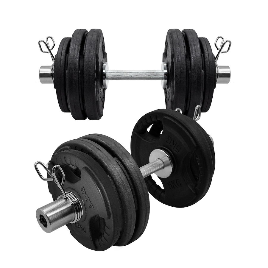 58kg Olympic Dumbell Set - Rubber Coated Iron Plate Dumbbell Weight Set