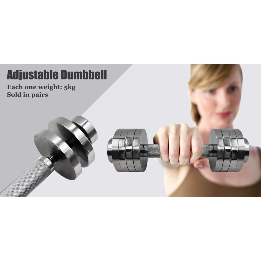 5kg x 2 Adjustable Dumbbell Gym Fitness Exercise Equipment Weight - Total 10kg