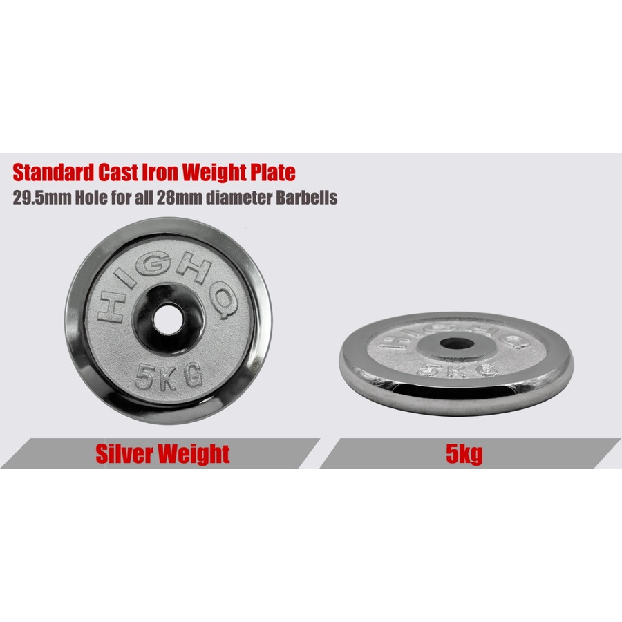 5kg x 2 Chrome Cast Iron Weight Plate - 29.5mm Hole Weight Plates Home Gym