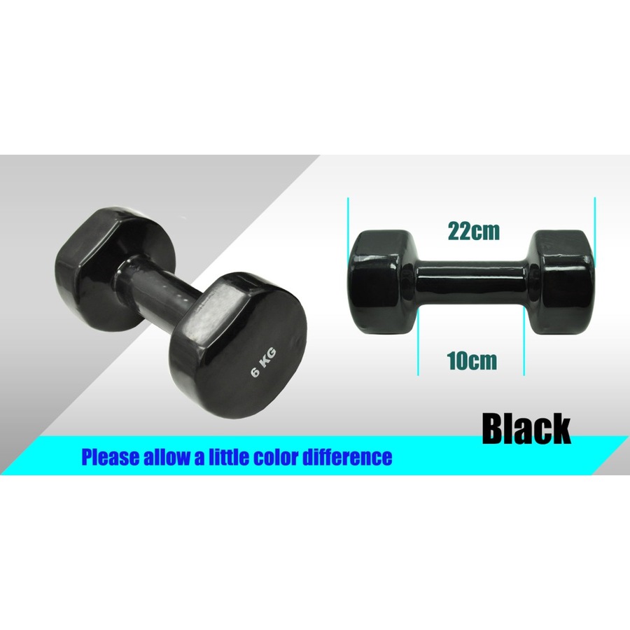 6kg x 2 Vinyl PVC Dumbbell Hand Weight - PVC Rubber Coated - Total 12kg