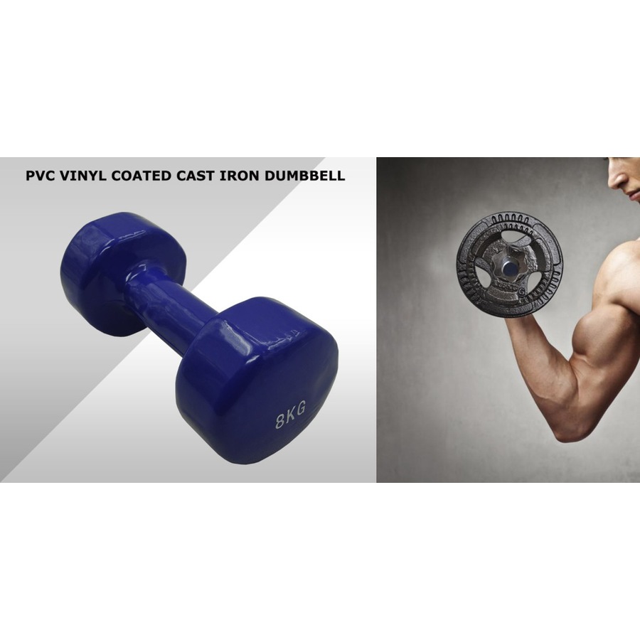 Buy 8kg x 2 Vinyl PVC Dumbbell Hand Weight - PVC Rubber Coated - Total ...