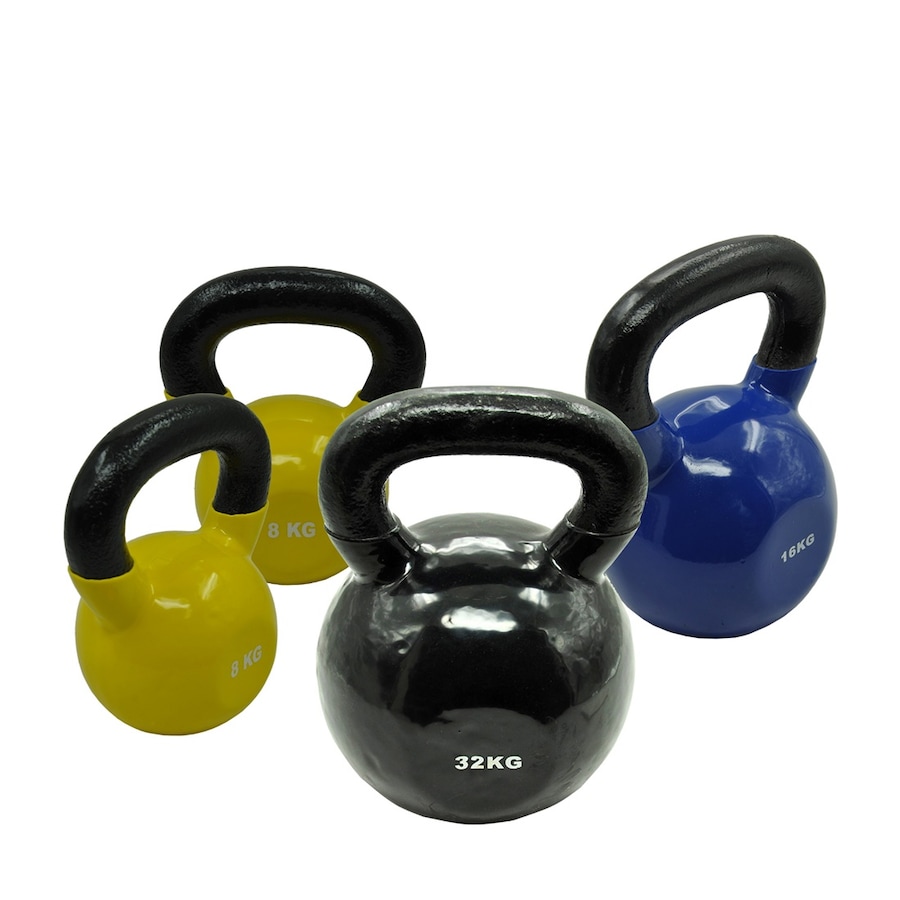 8kgx2 + 16kg + 32kg = Total 64kg Iron Vinyl Kettlebell Weight Strength Training