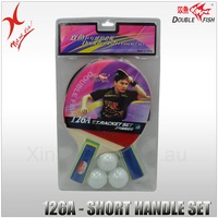 Double Fish Table Tennis - 126A Short Handle 2 Bats Set - 3 Table Tennis Ball