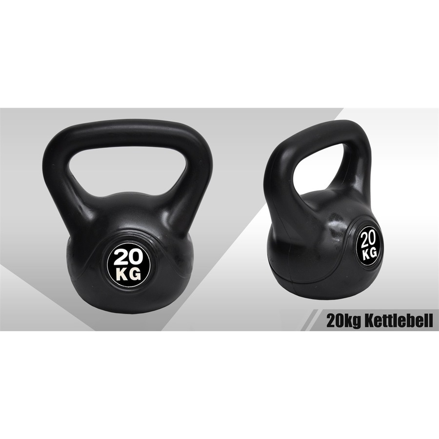20kg Kettlebell - Home Gym Kettlebell Weight Fitness Exercise - Black