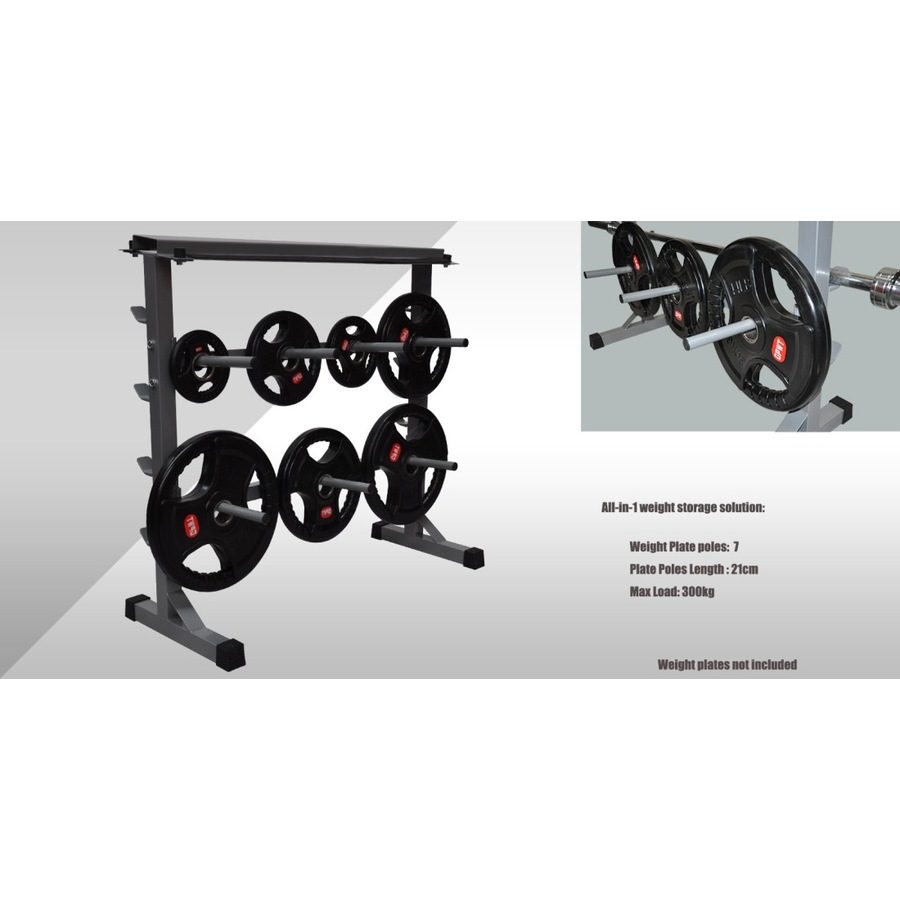 Home Gym - Weight Plate - Barbell Bar - Dumbell Weight Storage Rack - 300kg+