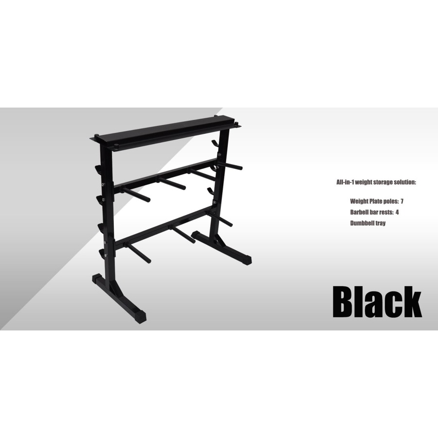 Home Gym - Weight Plate - Barbell Bar - Dumbell Weight Storage Rack - 300kg+